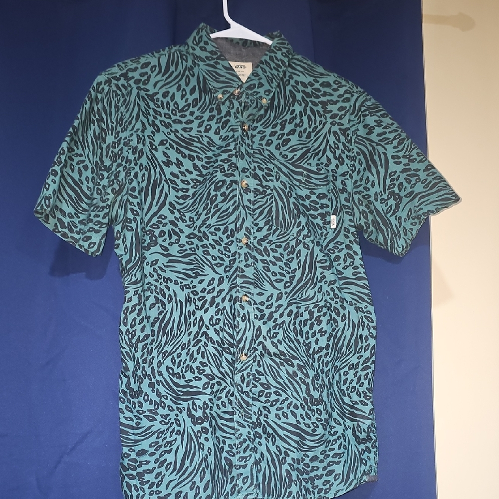 Van's Green and Black Casual Button Down Shirt
